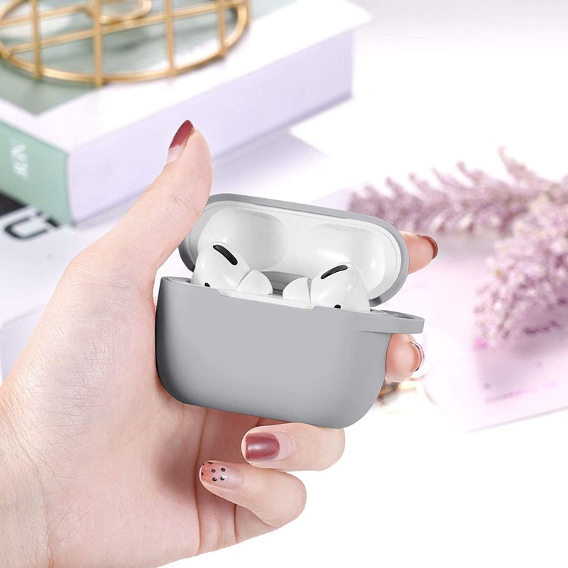 Lerobo Compatible with AirPods Pro 2 Case Cover,Full Protective Shockproof Silicone Protective Case for Airpods Pro Supports Wireless Charging with Carabiner Front LED Visible,Gray - Image 5